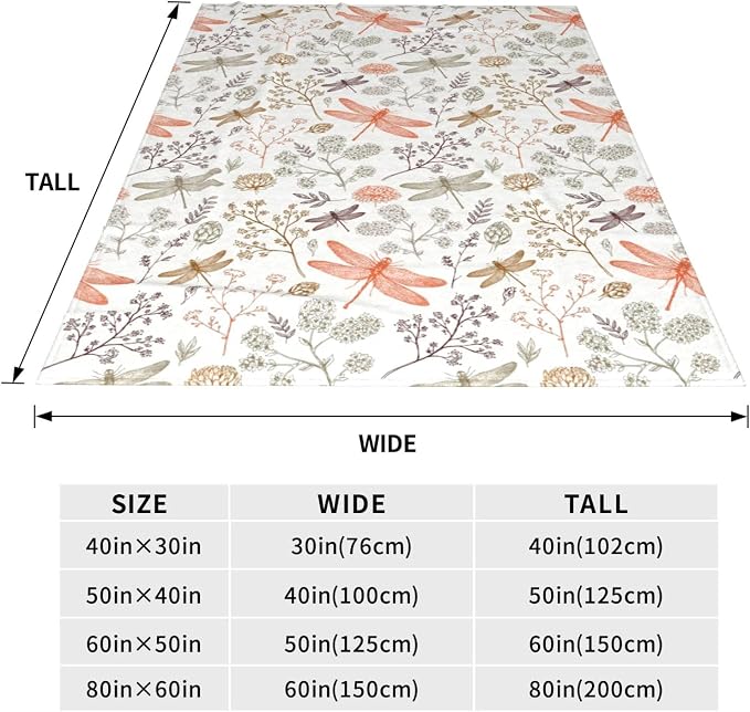 Dragonfly Blanket for Women 50x60 Inches - Ultra Soft Plush Flannel Throw Blanket - Elegant Dragonfly Gifts for Her - Cozy Lightweight Blanket for Bed, Couch, Office & Travel - All Season Comfort