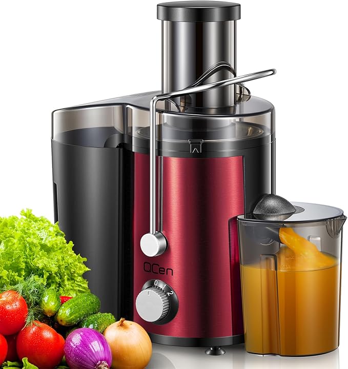 Juicer Machine 800W Centrifugal Juicer with Wide Mouth Feed Chute | For Fruits And Vegetables, Stainless Steel, BPA-Free Parts, Easy To Clean, Metallic Red Finish, Fast Juice Extraction