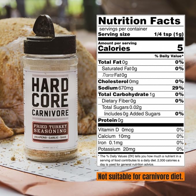 Hardcore Carnivore Limited Edition Fried Turkey Seasoning for Poultry, 11oz | Sage, Jalapeno and Garlic Deliver Savory Holiday Flavor. Great for Turkey, Chicken and Side Dishes. MSG-Free & Gluten Free