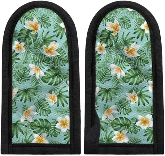Coldinair Hawaii Floral Leaf Hot Handle Holder Pan Pot Cast Iron Skillet Handle Holder Potholder Cookware Handle Cast Iron Skillets Handles Grip Covers, Heat Resistant Sleeve
