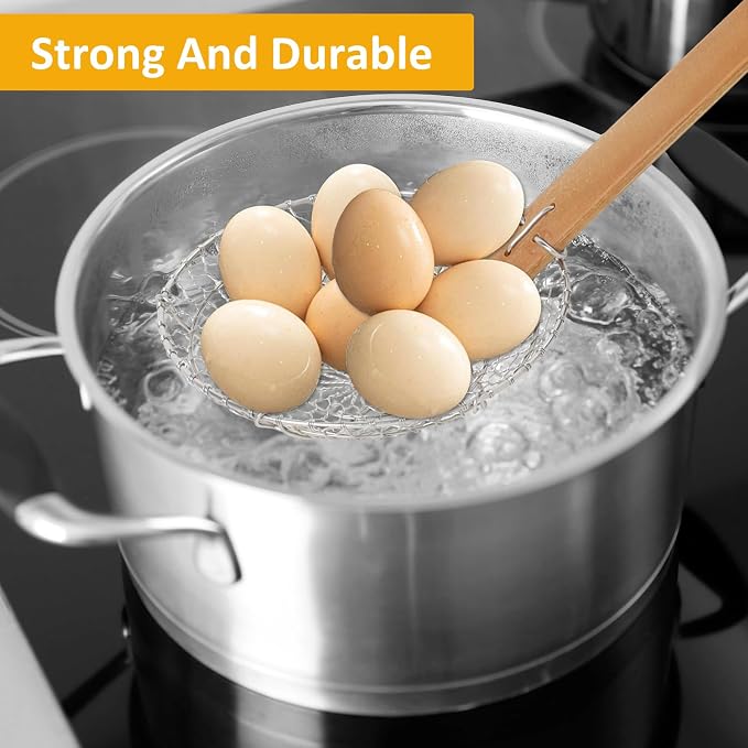 Stainless Steel Spider Strainer Asian Kitchen Wire Food Cooking Skimmer With Natural Bamboo Handle, 6-Inch, Hand-Made