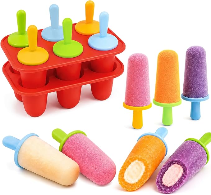 Stuffed Popsicle Mold for Toddler, 2-in-1 Double Layer Ice Pop Mold, Makes 12 Pops, DIY Center-Filled Frozen Healthy Treats, Non-BPA Silicone Popsicle Molds for Kids & Adults