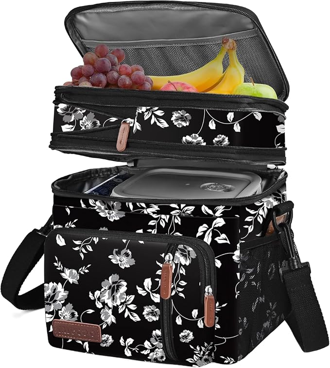 MIYCOO Lunch Bag for Women & Men, Expandable Double Deck Lunch Box, 15L | Leakproof & Waterproof, Portable, Large Soft Insulated Cooler bag for Adult, Work, Camping, Beach, Picnic, Travel