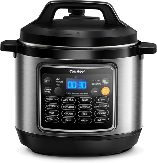 COMFEE’ 16 in 1 Electric Pressure Cooker Instant Multi Cooker Olla de Presion Non-Stick Pot Yogurt Maker Rice Cooker Slow Cooker Sauté Steamer 8 Quarts for Family Feast