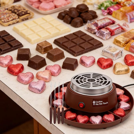 Fabater Tabletop Smores Maker, 2 in 1 Electric Smores Maker & Fondue Pot, Roaster with 4 Roasting Forks & Detachable Trays, Electric Melter for Chocolate, Party (1#)