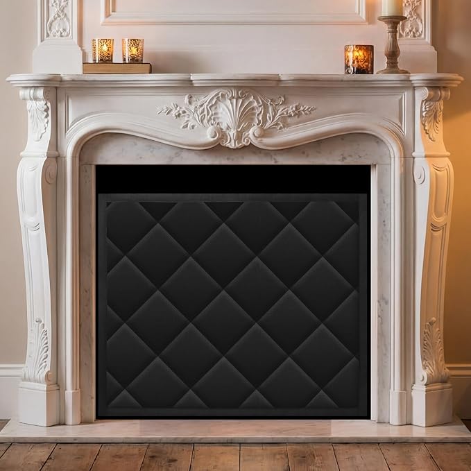 Magnetic Fireplace Draft Cover, Fireplace Blocker Blanket Save Energy, Indoor Fireplace Draft Stopper for Winter Heat Loss and Summer Cooling, Fireplace Insulation Cover for Iron Frame 33 x 29