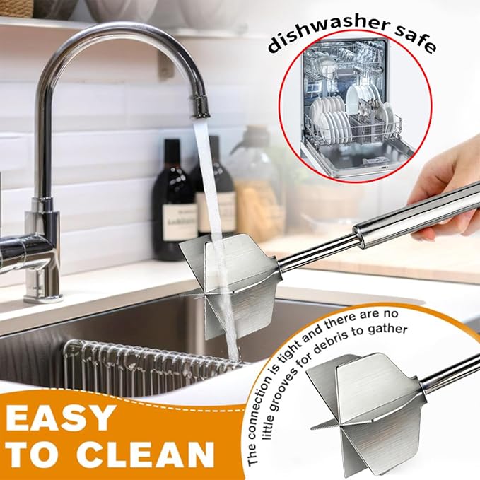 304 Stainless Steel Meat Masher 11 Inch 6 Blade | Ground Beef Chopper Tool Hamburger Smasher for Potato Chicken Puree, Heavy Duty Food Grade Mixer Utensil for Home Meal Prep