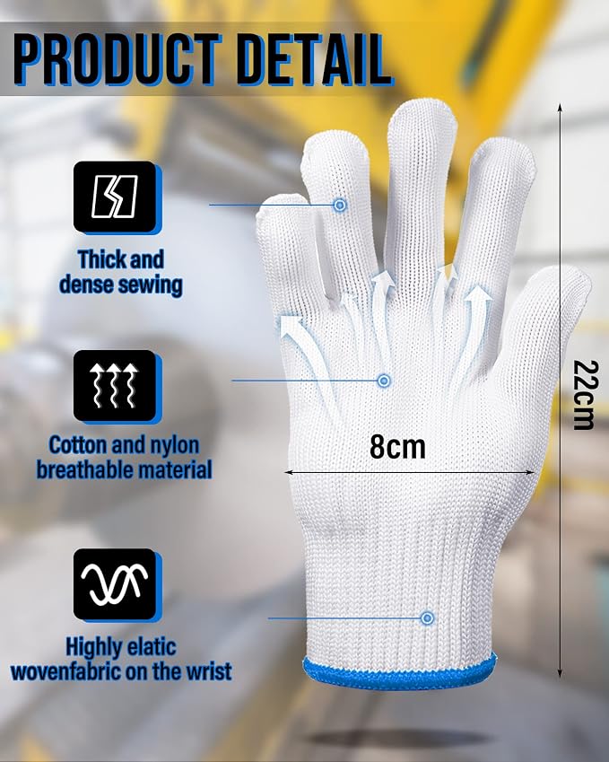 SATINIOR 36 Pairs Work Gloves White Cotton Polyester Liners Safety Work BBQ Gloves Liners Men Women Hand Protection
