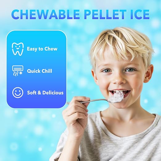 33 LBS Per Day Portable Countertop Ice Maker, Self-Cleaning Soft Chewable Pellet Ice Machine with Scoop, Ideal for Home/Kitchen/Bar/Camping