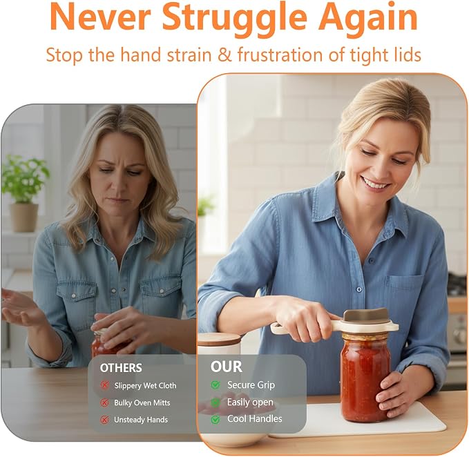 2026 New 4-in-1 Jar Opener - Adjustable Stainless Steel Lid Remover for Seniors & Arthritis Sufferers, Fits Kitchen Jars, Bottles & Cans