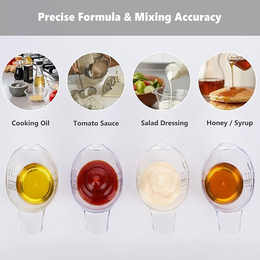 2 Pack Small Measuring Cups, 2oz/60ml Mini Measuring Cup with tsp/Tbsp/oz/ml Markings, Clear Easy-Read Scale for Kitchen, Resin, DIY, Beauty Mixing (2)