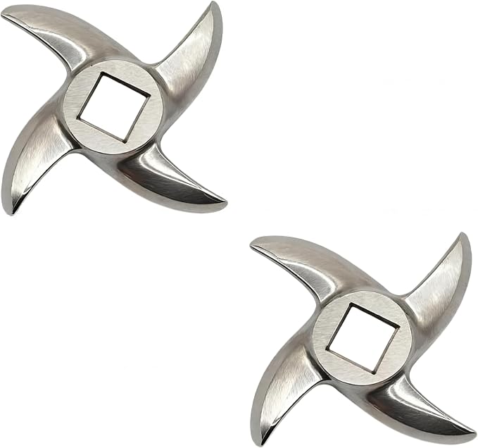 2 Pack #22 Meat Grinder Blades - 0.53" Square Hole & Full 0.51" Thickness for Heavy-Duty Grinding, Professional Stainless Steel Replacement Knives
