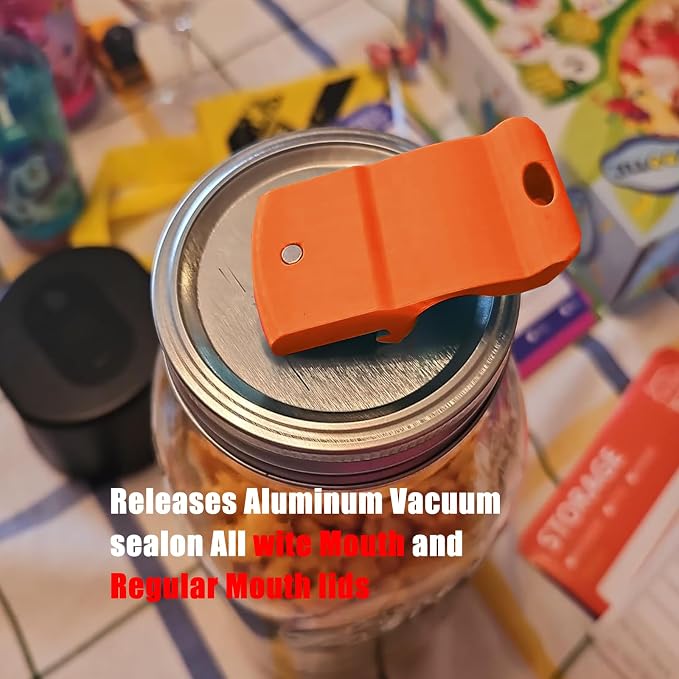 Mason Jar Opener Canning Tool,Canning Jar Opener, Releases Vacuum Seal on Wide Mouth and Regular Mouth Lids,Magnetic Jar Lid Lifter for Canning. Pickling and Home Food Storage (orange color)