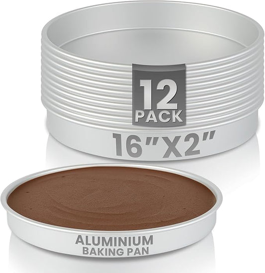 Restaurantware-Met Lux 14 x 2 Inch Straight-Sided Baking Tins, 12 Round Cake Pans - Oven-Ready, Freezable, Anodized Aluminum Round Baking Pans, Greaseproof, For Layer Birthday Cakes