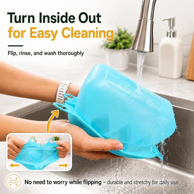 Yosmer Reusable Silicone Food Storage Bag, 50oz/1500ml Food-Grade Silicone Stand-Up Bag with Magnetic Self-Sealing Opening, Clear Windows, Freezer & Dishwasher Safe, White, 1 Pack
