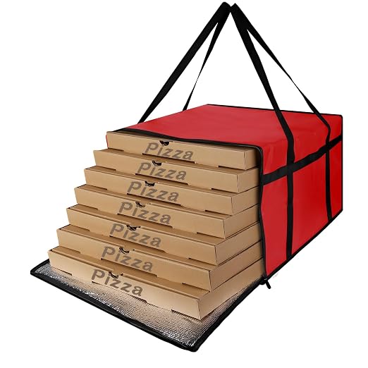 Insulated Pizza Delivery Bag for Carry Hot, 20" x 20" x 14" Carrier Warmer, Insulated Food Delivery Bag, Insulated Grocery Cooler Bags for Catering/Doordash, Commercial Food Warmers（Red, 1Pk）