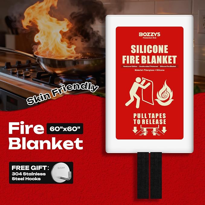 Fire Blanket | Not Prickly Prepared Fire Suppression | 60"x60" Fire Blankets Emergency for Home and Kitchen