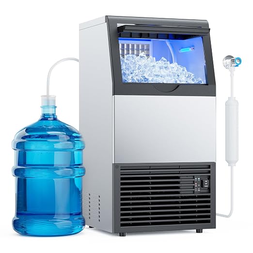 Mojgar Commercial Ice Maker Machine, 150Lbs/24H with 50Lbs Storage Bin | 45 Cubes in 5–15 Mins for Home Bar, Self-Cleaning, Stainless Steel, Built-in or Freestanding, Under Counter Ice Machine