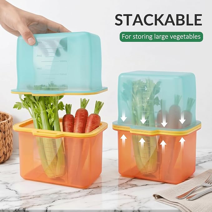 68oz Reusable Silicone Food Storage Bags with Magnetic Seal, Stand Up Freezer Bags for Meal Prep, Snacks, Sandwiches & Leftovers, Dishwasher Safe Reusable Food Storage Bag (Orange)