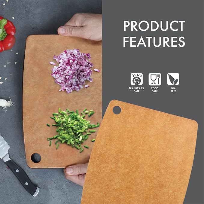 Dexas Natural Fiber Composite Cutting Board, Dishwasher Safe, Knife Friendly Kitchen Prep Board, 14.3 x 11.2 Inch