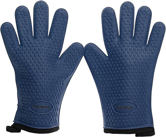 KITCHEN PERFECTION XL Silicone Smoker BBQ Gloves -Heat Resistant Oven Mitts | Waterproof, 5-Finger Design For A Better Grip, for Pitmasters, Meat Smoking, Grilling, Cooking, Frying Turkey | Grill Gift