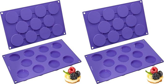 Bakerpan Silicone Mini Muffin Top Pans - Set of 2 - Small Round Molds for Tarts, Cookies, Candy, Chocolate (Pack of 2)