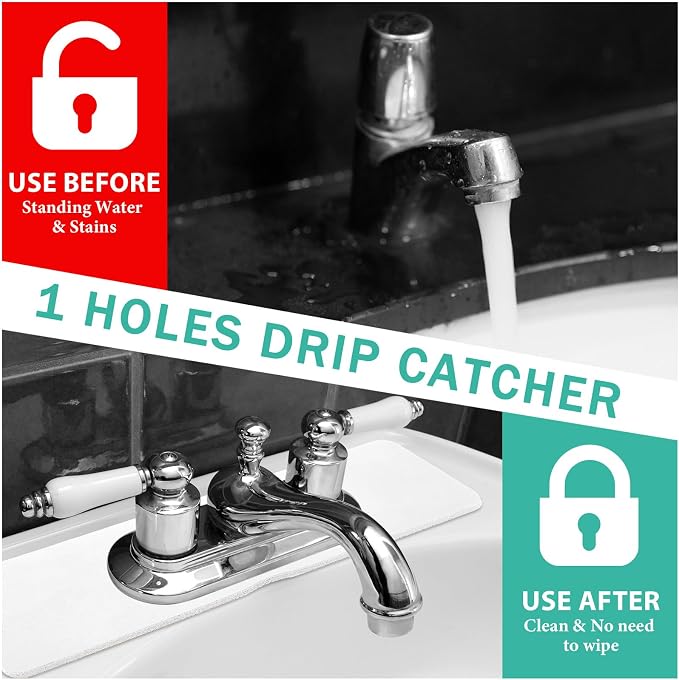 Tioncy 2 Pcs Faucet Mat Sink Splash Guard Oval-hole Oval Splash Pad for Kitchen Sink Oval Base Diatomite Faucet Mat for Bathroom Absorbent Mat Splatter Screens (White)