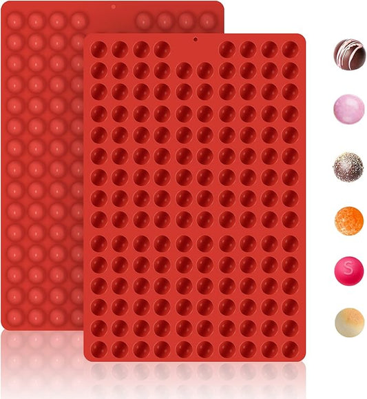 2 PCS Mini Silicone Molds, Dog Treat Molds,296 Cavity Mini Round Non-Stick Silicone Molds for Baking Biscuits, Cookie, Candy, Chocolate, Jelly Pet Dog Treats Mold (Mini Round)