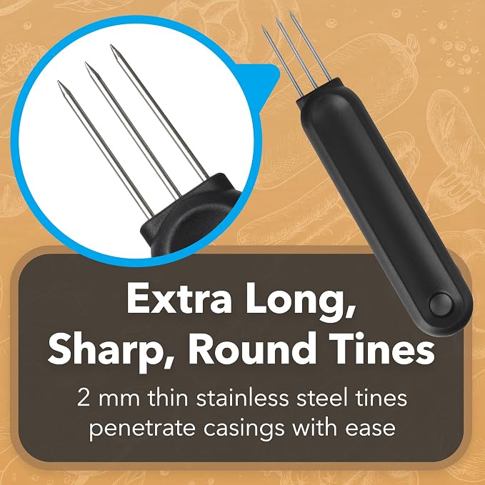 IMPRESA Extra Long Sausage Pricker Tool - Burst Prevention & Sausage Casing Pricker - Comfort Grip & Meat Tenderizer - Pack of 2, 6.5 x 1 in