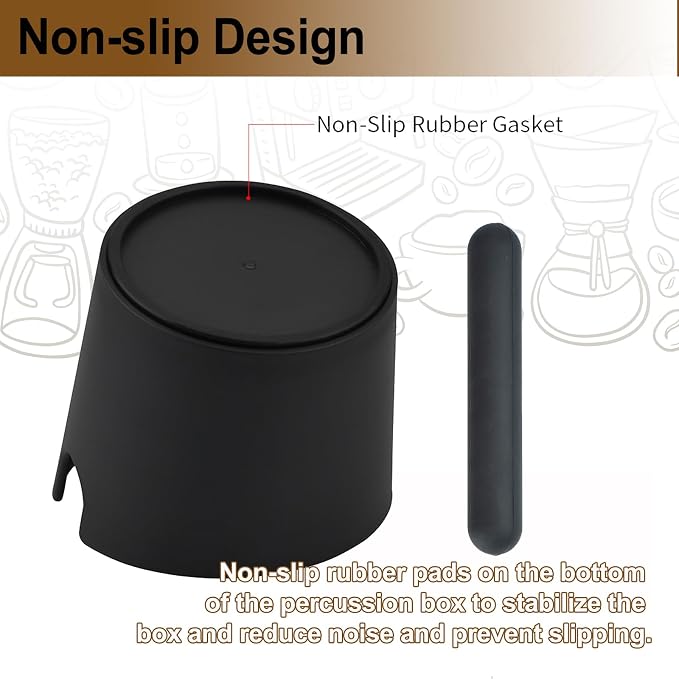 HOMEE 4.8 Inch Espresso Coffee Knock Box with Silicone Anti-Slip Tamper Mat | Detachable Rubber Knock Rod,Non-Slip Base,Easy to Clean,Barista-Style Knock Box Fits for Home Kitchen and Small Coffee Bars