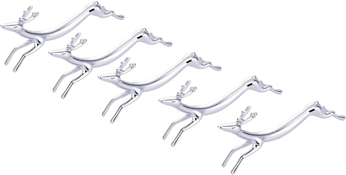 ChezMax Pack of 5 Zinc Alloy Chopsticks Spoon Forks Knives Tableware Rest Set, Silver Deer