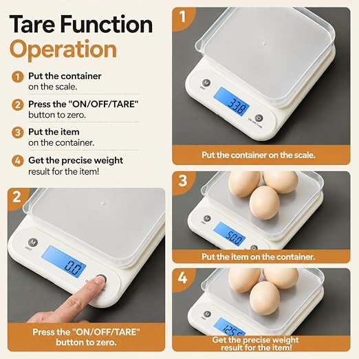 Digital Food Scale for Kitchen 11lb/0.1oz, 5kg/0.1g, Kitchen Scale for Cooking Baking, Built-in 300mAh Li-Battery, Rechargeable Type-C Charging White (1)