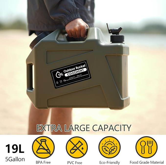 COOZMENT 3.2 Gallon/5 Gallon Water Containers with Spigot, BPA Free Water Jug, Military Green Water Tank, Multifunction Water Storage Containers for Camping Outdoor Hiking,Emergency Storage