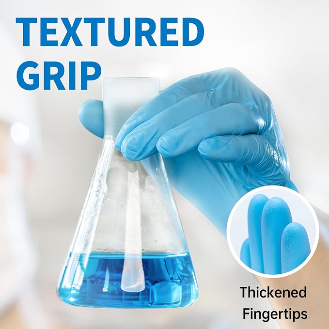 Medguy Medical Blue Nitrile Disposable Exam Gloves, 4 Mil 100 Pcs Powder-Free Latex-Free Food-Safe for Lab Cooking Cleaning