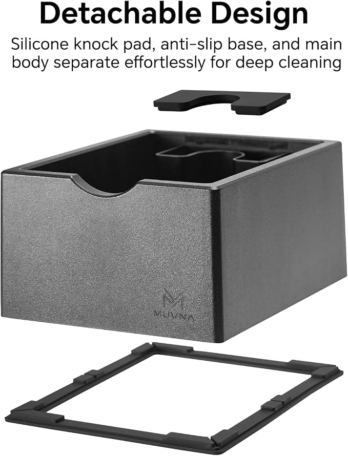 Espresso Knock Box, Durable ABS Plastic Coffee Grounds Dump Bin, Non-Slip Base with Tamping Station, Distribute and Tamp Espresso Product Tool,Espresso Barista Accessories