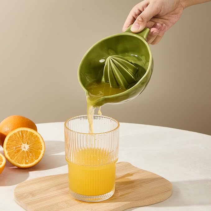 Ceramic Lemon Juicer Reamer Manual Citrus Lime Hand Squeezer Bowl Handheld | with Handle and Pour Spout, Easy to Use and Clean, Dishwasher Safe