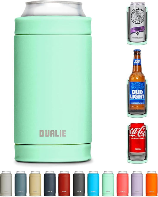 DUALIE 3 in 1 Insulated Can Cooler - 15+ Colors - Universal Size for 12 oz Cans, Slim Cans, and Bottles