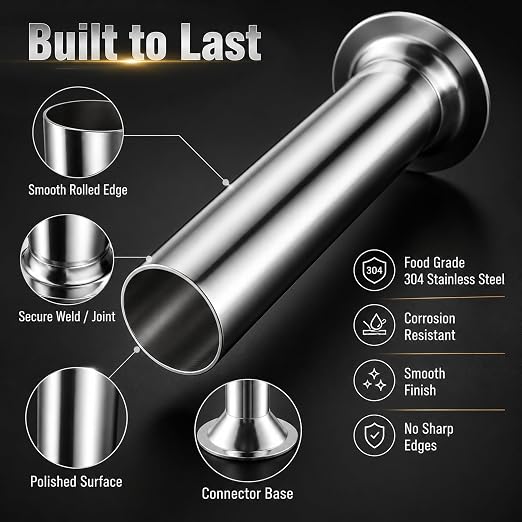 3 Size Stainless Steel Sausage Stuffer Tubes Kit | Replacement Funnels for LEM Sausage Stuffers (Includes 3/4", 1/2", 3/8" Sizes)