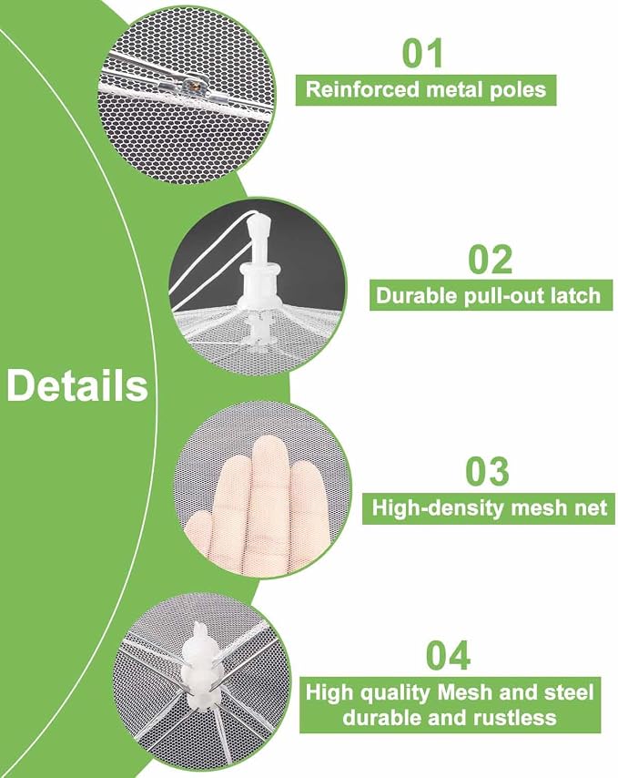 Large Food Cover,6 Pack Mesh Food Tent,17"x17",White Nylon Covers,Pop-Up Umbrella Screen Tents,Patio Net for Outdoor Camping, Picnics, Parties,BBQ,Collapsible and Reusable
