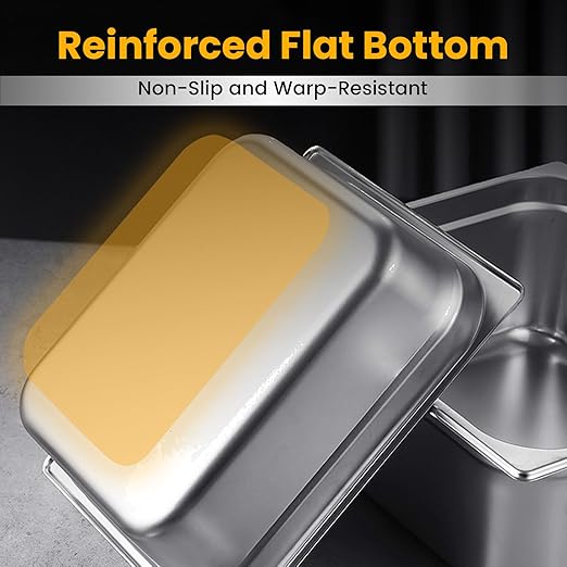 Full Size Hotel Pans 6 Inch Deep Stainless Steel Food Pan - Anti-Jam 6 Pack Steam Table Pan Set for Catering, Buffet Use, Kitchen Prep