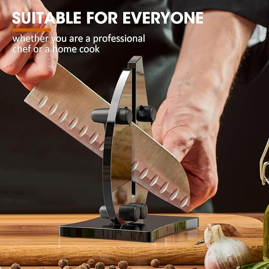 VN3 Professional Knife Sharpener | 3-Action Streamlined Sailboat Design for Effortless Knife Sharpening - The Ultimate Tool for Precision 11 to 21 Degree Angles (Obsidian Color)