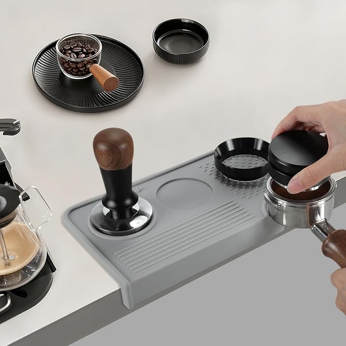 VOCOSTE Espresso Tamping Mat, Non-Slip, Protect Countertop, Gray | Large Surface for Consistent Tamping, Silicone Protects Counters From Dents, Stays Put During Use, Tamper Mat for Barista