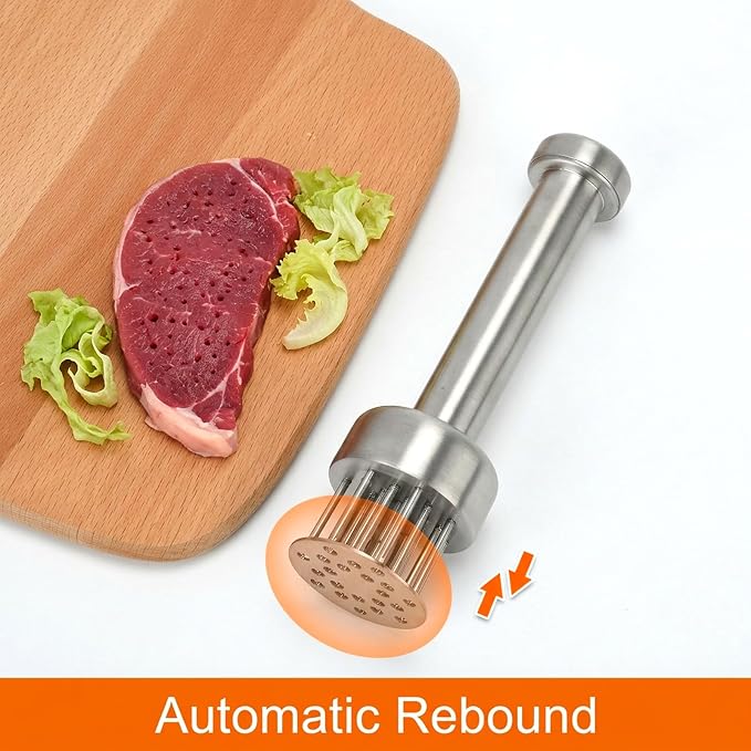 Meat Tenderizer Tool, 304 Stainless Steel Meat Tenderizer Mallet with 21 Sharp Needles Meat Hammer Press Meat Tenderizer Tool for Beef, Pork, Steak, Chicken, Dishwasher Safe