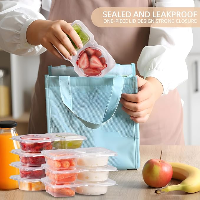 Reusable Snack Containers with Lids: Snack Pack Containers 20Pcs - Snackle Box Container Portion Control - Meal Prep Containers - Double Compartment Snack Containers for Travel - Camping Essentials