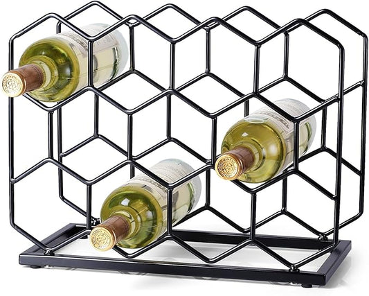 Countertop Wine Rack - 14 Bottle Freestanding Modern Gold Metal Small Wine Rack - Tabletop Wine Holder Stand for Cabinet, Pantry, Wine Bottle Storage