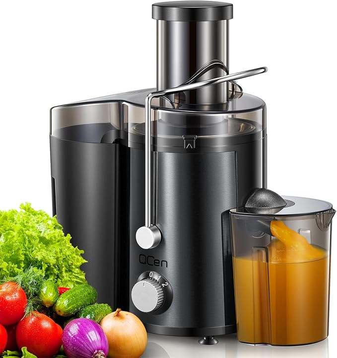 Juicer Machine 800W Centrifugal Juicer with Wide Mouth Feed Chute | For Fruits And Vegetables, Stainless Steel, BPA-Free Parts, Easy To Clean, Metallic Black, Fast Juice Extraction