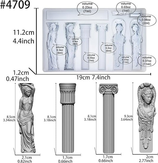 Art Mold for Polyclay Air Dry Clay Plaster, Decorative Column and Sculpture Statue