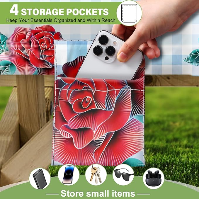 Fitted Picnic Table Cover with Bench Covers Set, Waterproof Lightweight Rectangle 72in Folding Table Cloths Canopy Shade Slipcover Cool Unique Fun Camping Gift for Camper Women Men Family Rv Owners