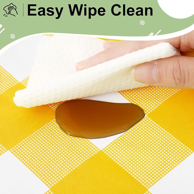 6 Packs Buffalo Disposable Table Cloth, 54 x 108 Inch Waterproof Plastic Tablecloth, Rectangle Yellow and White Checkered Table Covers for Picnic, Birthday, Party, Back to School