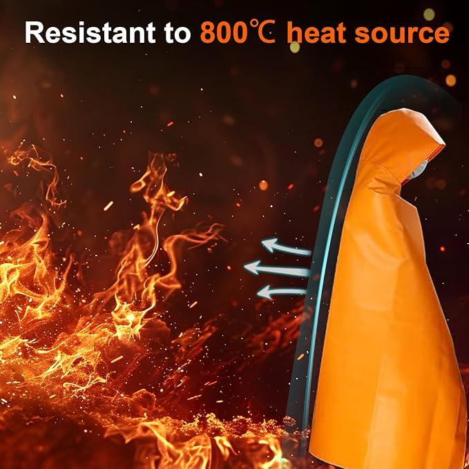 Fire Escape Cloak, Extra Big, Emergency Used as A Fire Blanket, for Home | Fireproof Cloak,72*70in,Fire Escape for Household Office,Head Protect, Reused No Expire,Easy Use for Everyone,Versatile Usage